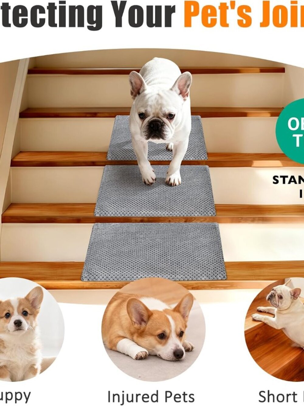 Dog Ramp for Stairs for Small & Senior Dogs and Cats (Gray, 6 Pack) - Picture 3 of 9